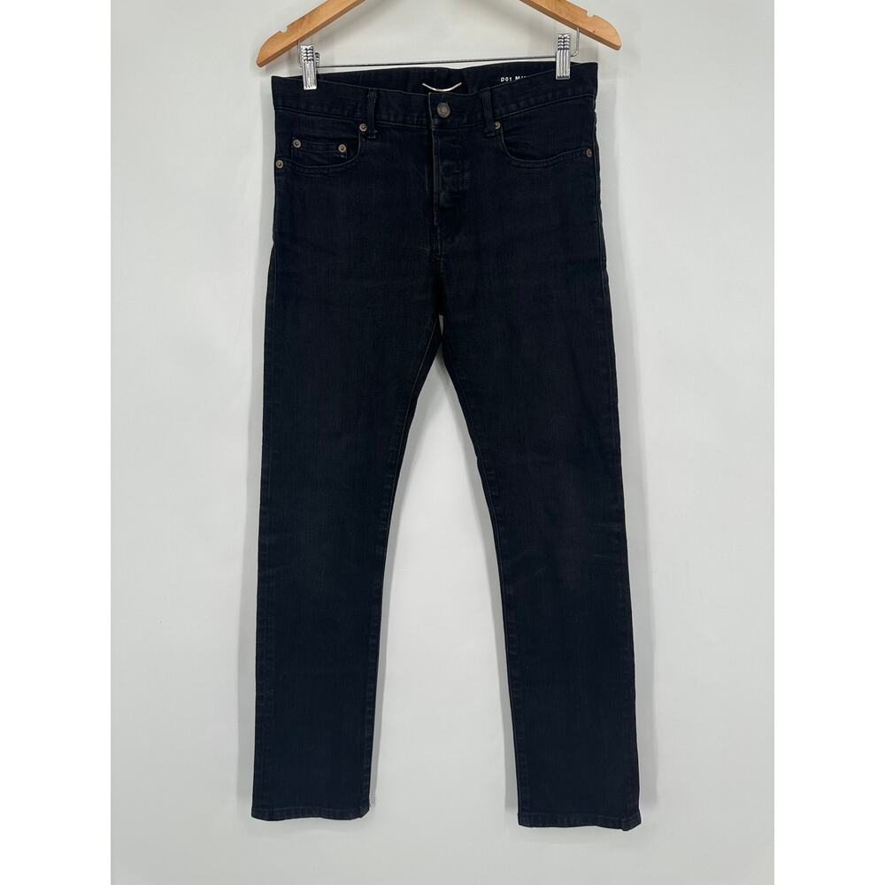 Yves Saint Laurent Men's Relaxed Slim Jeans Mid-Rise Straight Leg Black 30 x 29